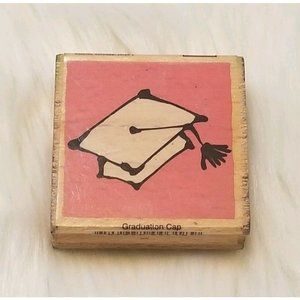 Graduation Cap Wood Mounted Rubber Stamp 2" x 2" by Vap Scrap! Ellen Vener